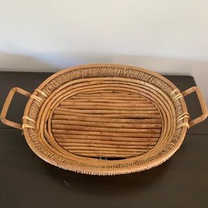 Oval Woven Rattan Tray with Handles
